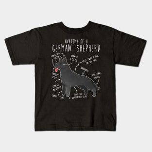 Black German Shepherd Dog Anatomy Kids T-Shirt